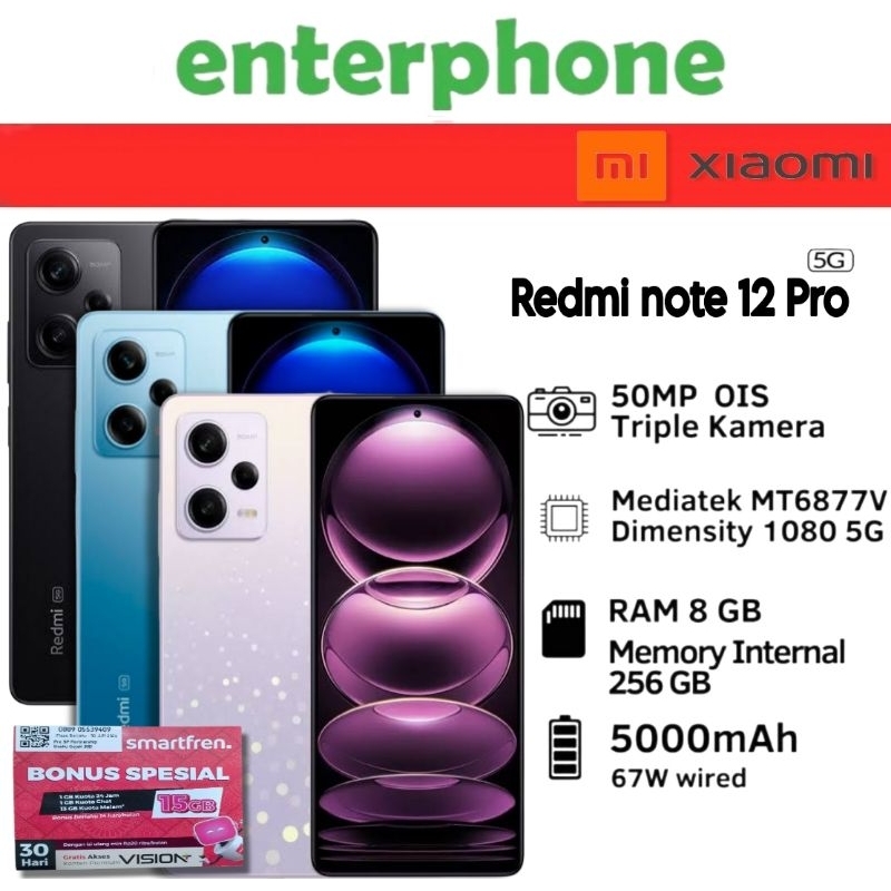 Xiaomi Redmi Note 12 Pro 5G 8/256 Ram 8GB Internal 256GB Garansi Resmi