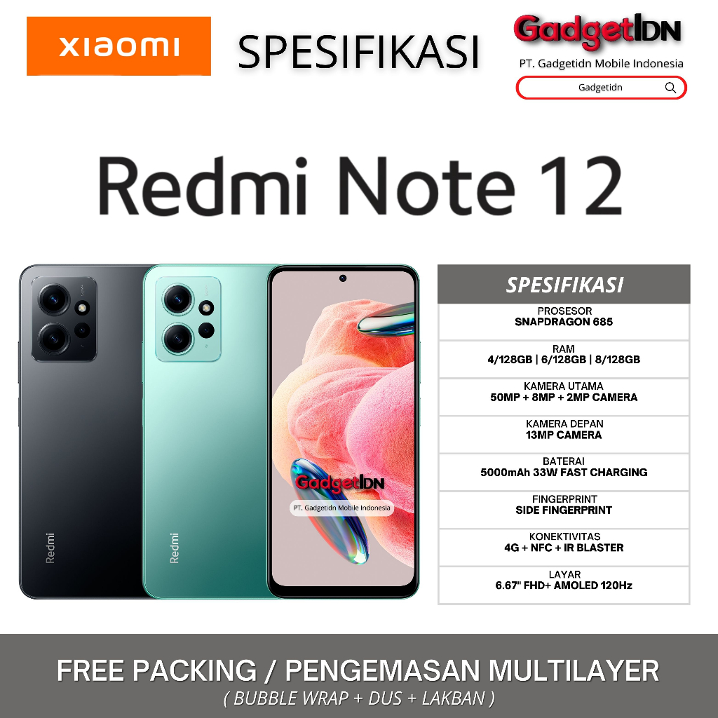 XIAOMI Redmi Note 12 NFC 8/256GB 8/128GB 6/128GB 4/128GB Garansi Resmi Xiaomi