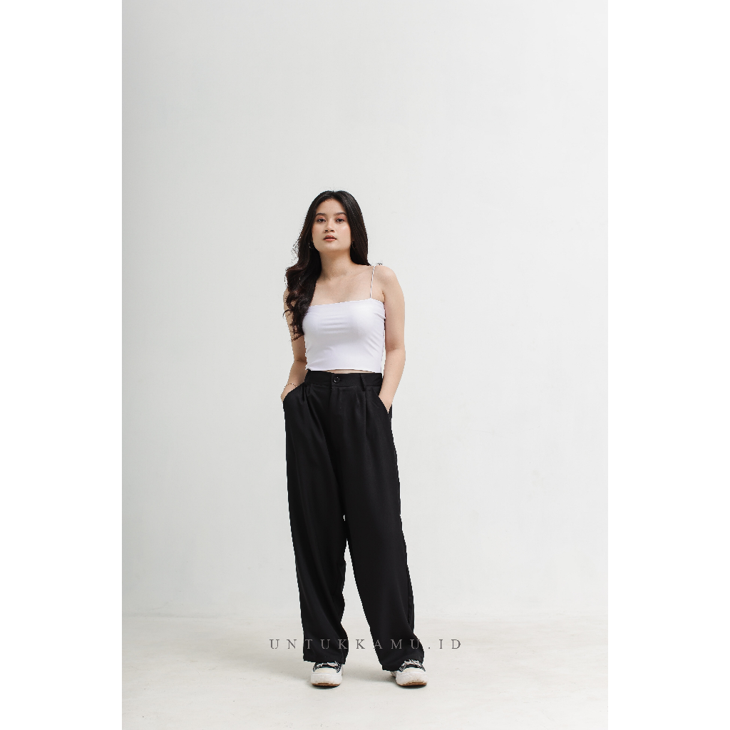 Loose Pants Trousers Wanita  Celana Anti Kusut  Celana Kulot Wanita Celana Kantor Kulot Highwaist Wanita by Untuk Kamu