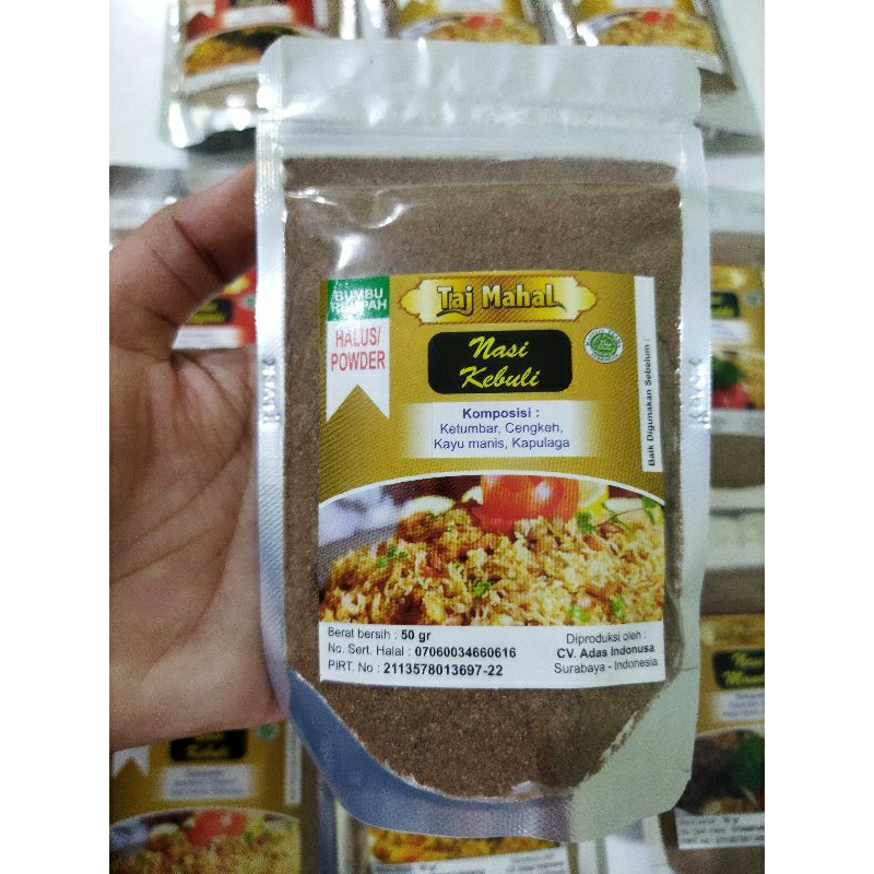 

Bumbu Kering Nasi Kebuli isi 50gr untuk porsi 1kg beras