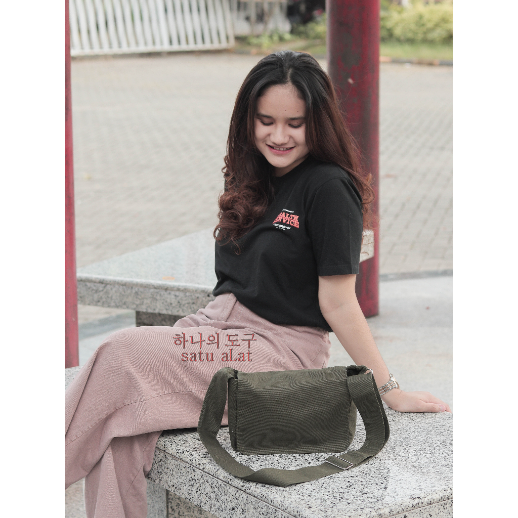 SATU ALAT Tas Selempang HAKKO 100% Canvas Premium Tebal Tas Kanvas