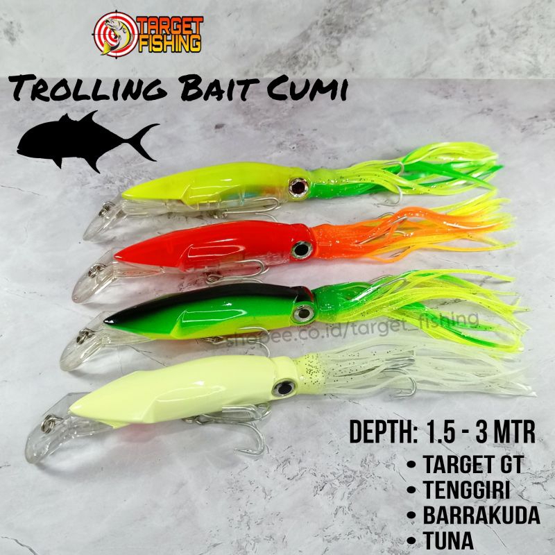 Umpan Trolling Bentuk Cumi 40gram - Lure Troling Tenggiri GT Tuna