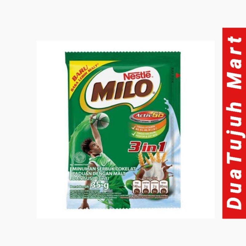 

Milo Susu 3 In 1 Activ Go 35 gram 1 Renceng isi 10