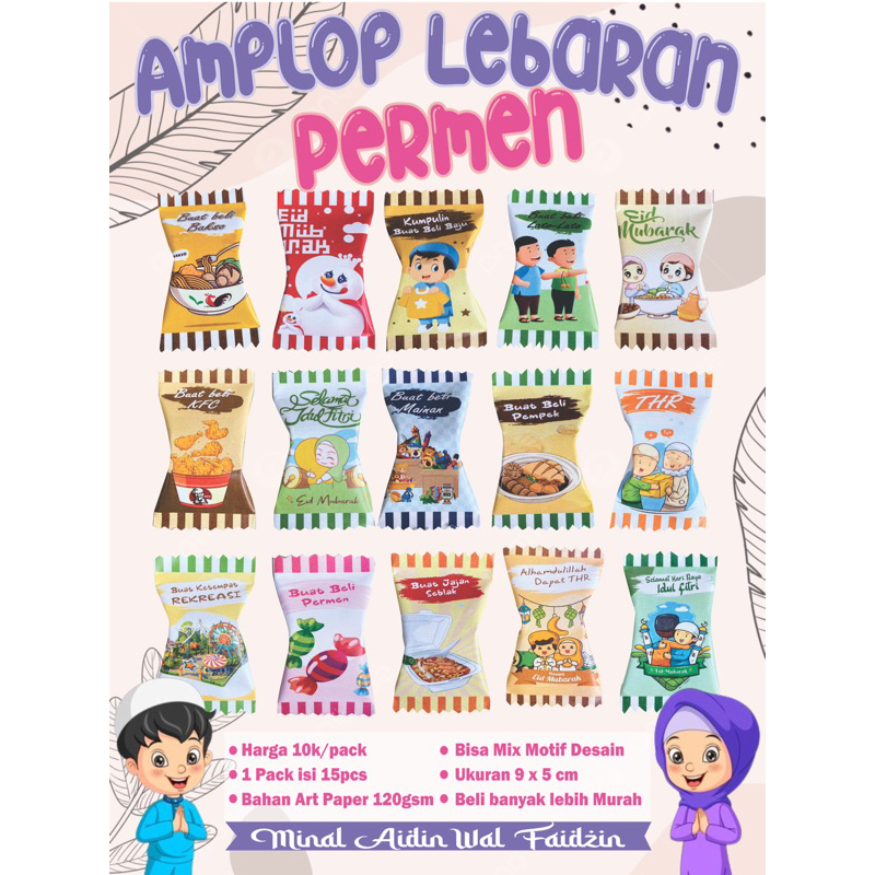 

Amplop lebaran bentuk permen mix
