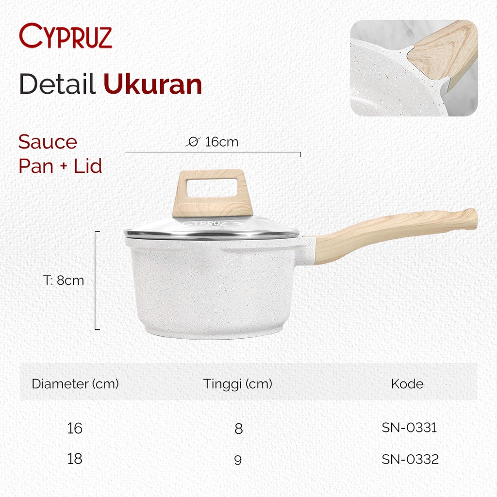 Cypruz White Granite Diecast Sauce Pan Series