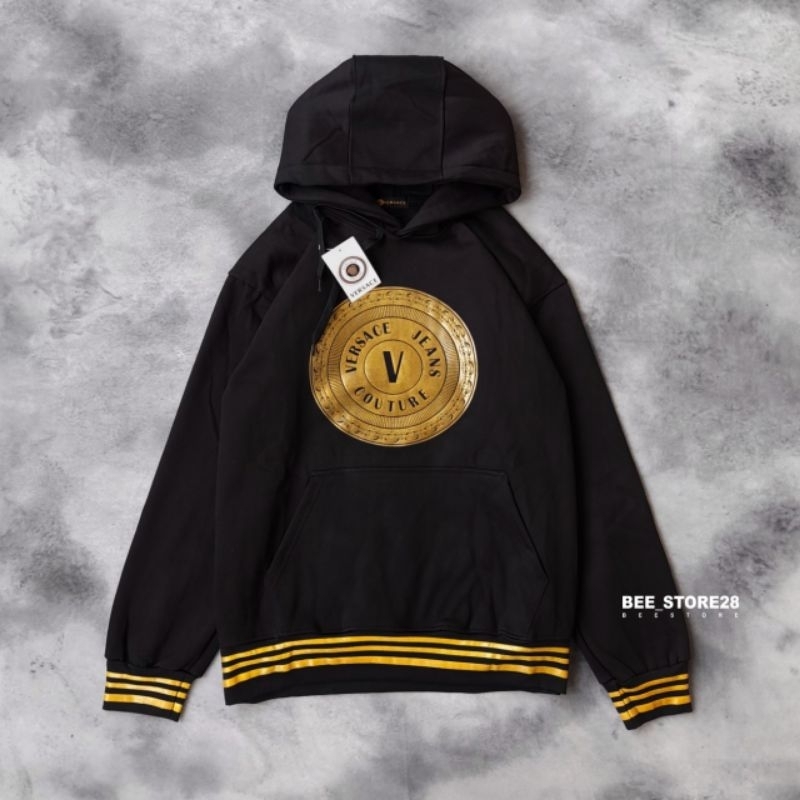 SWEATER HOODIE VERSACE HITAM GOLD PREMIUM AUTHENTIC