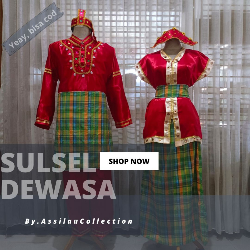 Baju Adat Sulawesi Selatan/baju Bodo Dewasa Satuan (Laki/Cewe)