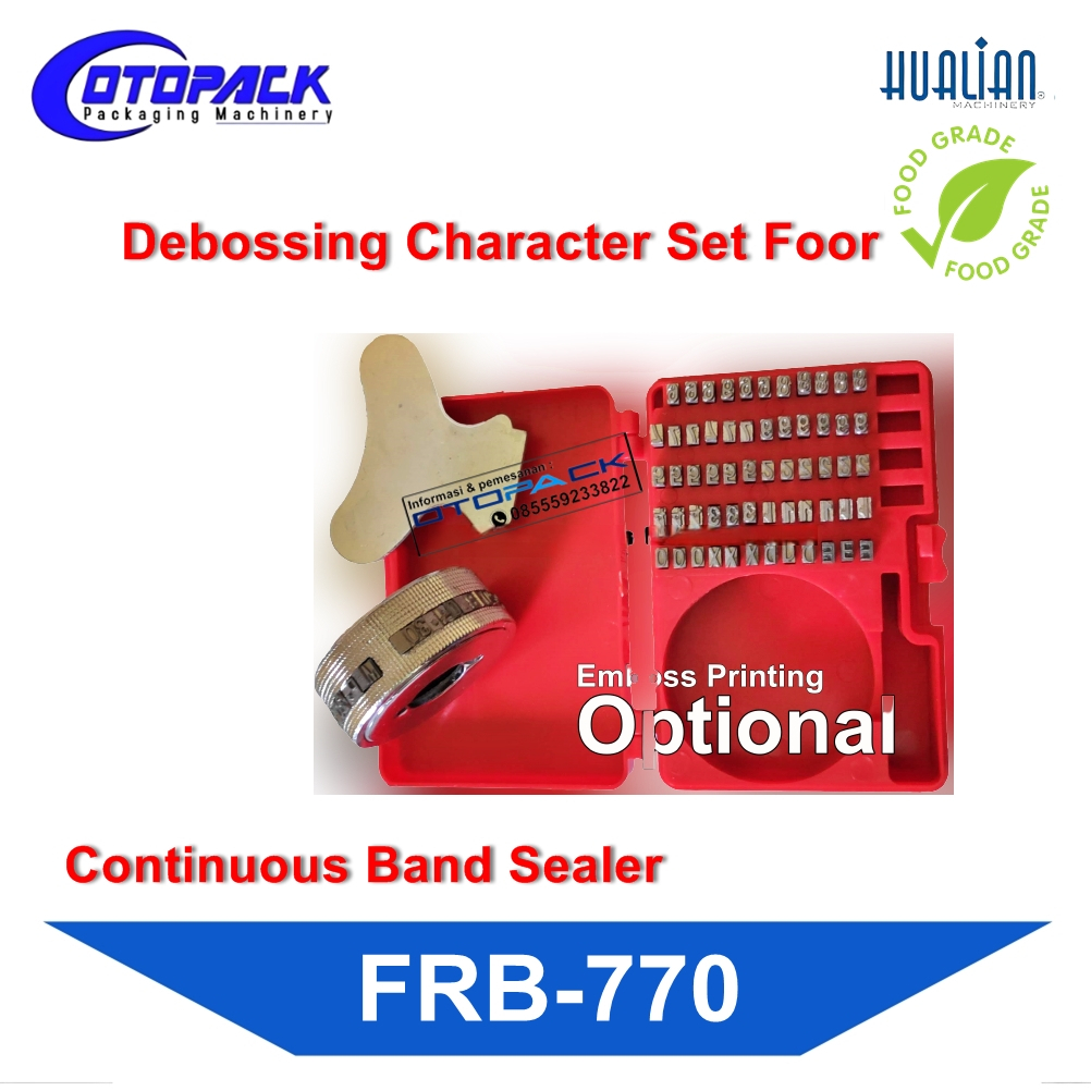 Debossing Character Set Foor Continuous band Sealer FRB-770 Sparepart mesin Sealer