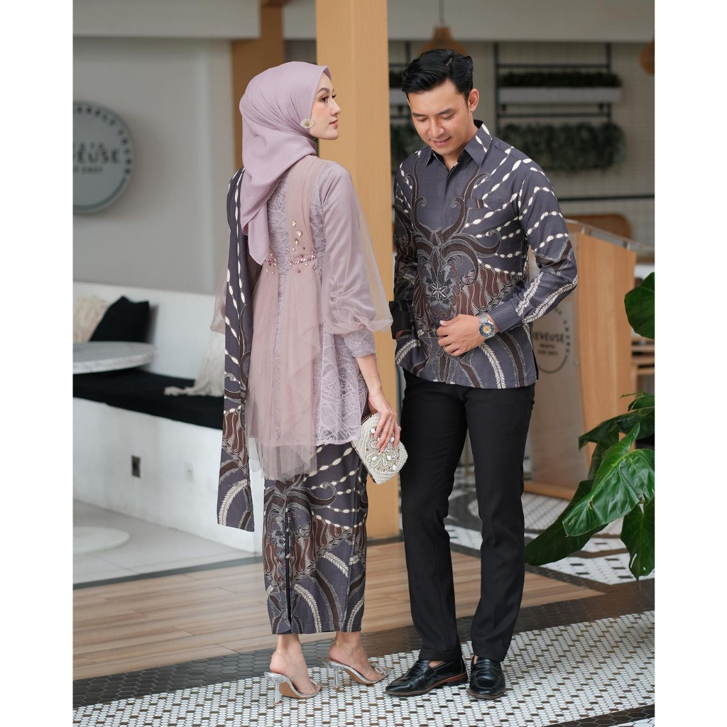 Kebaya Wisuda Couple Modern Tunangan Kebaya Nadine Set Tunik Lamaran Baju Batik Couple Kondangan Terbaru 2023