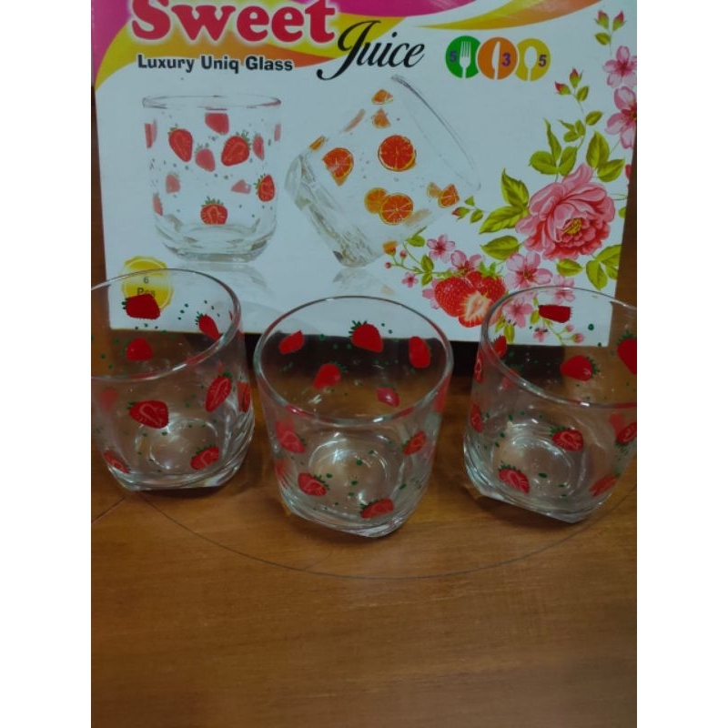 Gelas Cangkir jus cantik dan unik isi 6 gelas