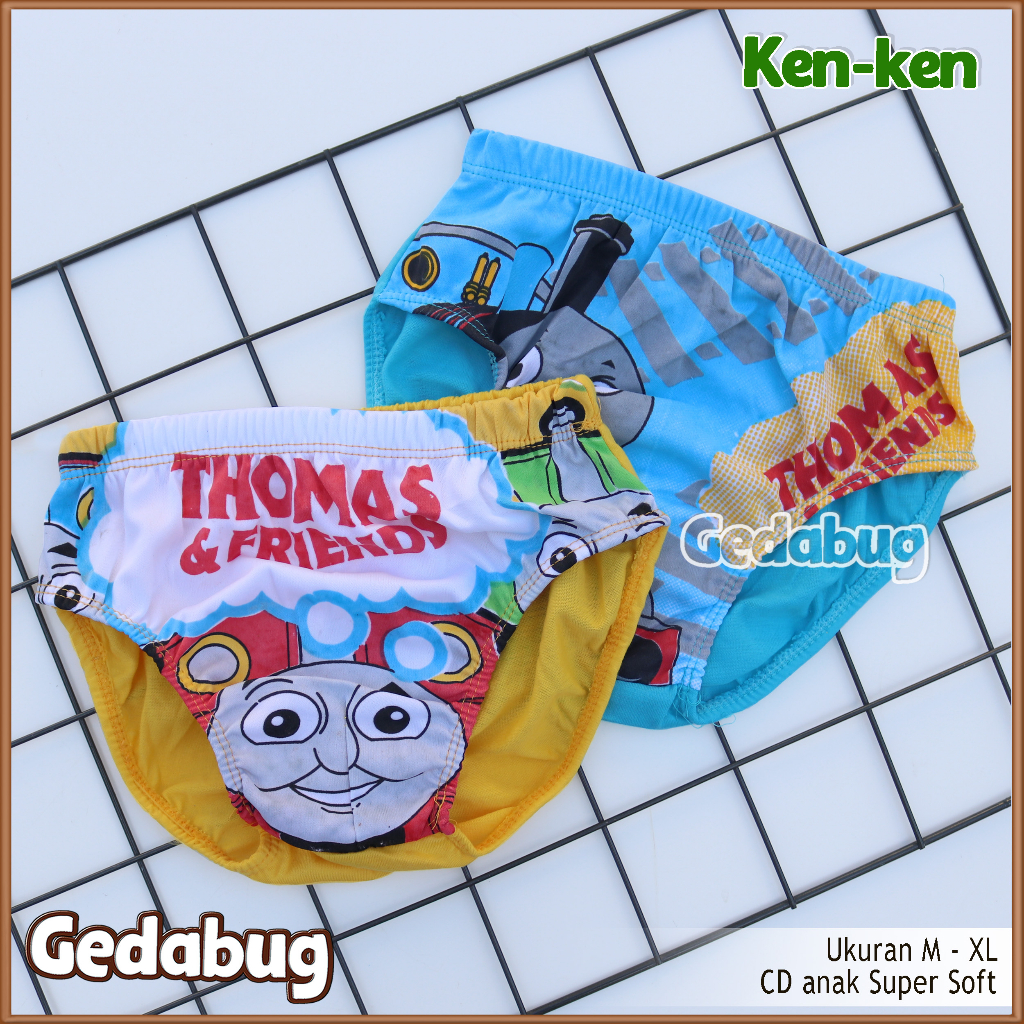 3 Pcs - CD Anak Ken-Ken Motif Print Warna | Celana dalam karet kerut Motif Lucu KEN KEN | Gedabug