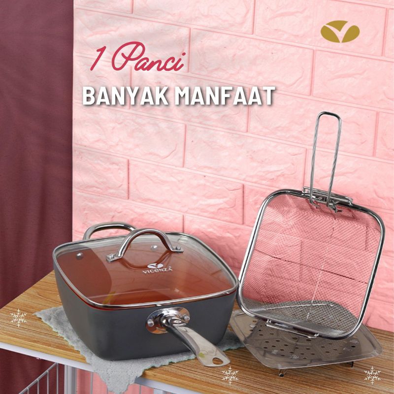 SQUARE PAN WITH LID 24 CM VSP24 VICENZA PANCI