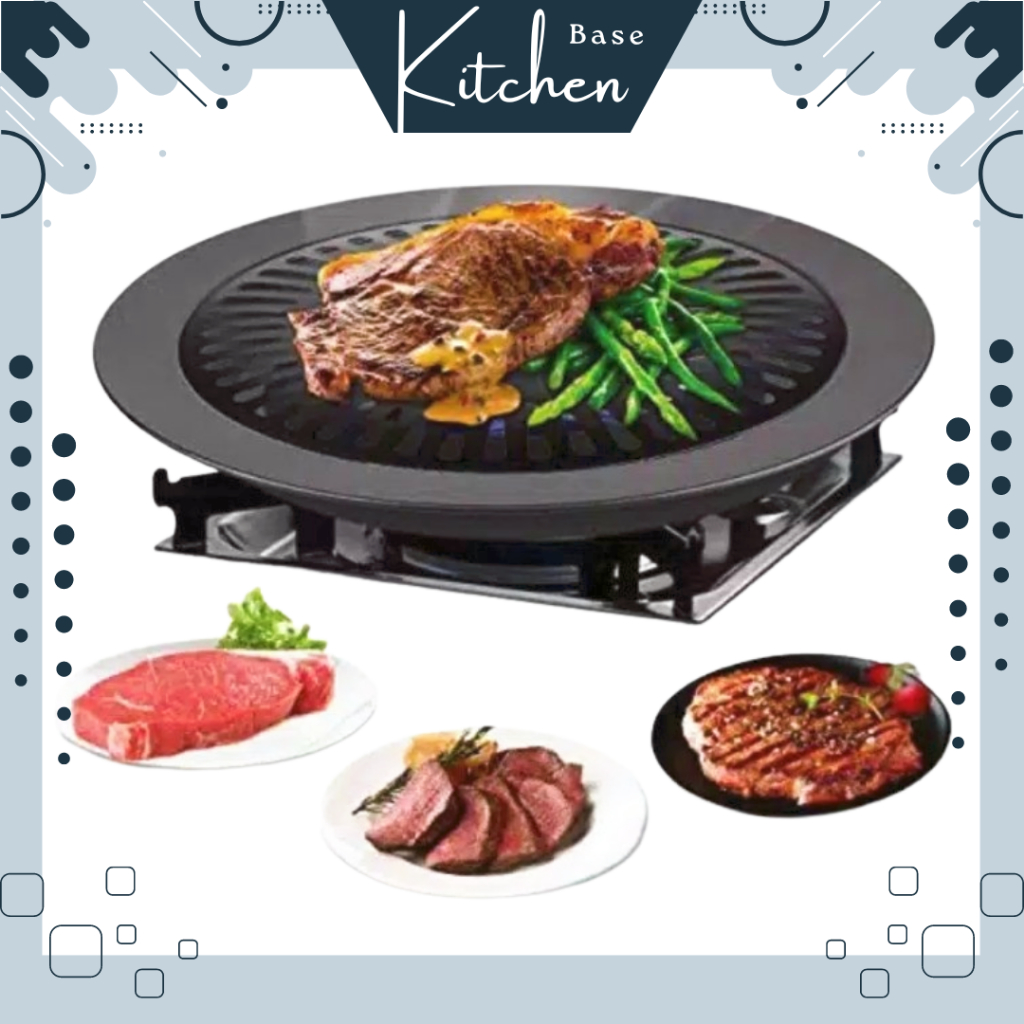 KB - Panggangan Bulat BBQ Grill Plate 32 cm Anti Lengket | Panggangan Daging | Panggangan Sosis