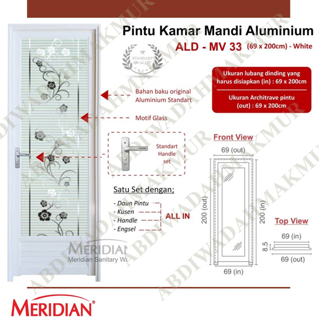Pintu Aluminium Kamar Mandi MERIDIAN ( ALD MV 33 )