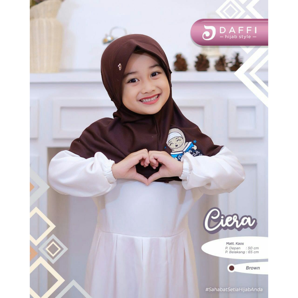 Daffi Hijab Terbaru Bergo Ciera Anak Cutting Depan Belakang Bentuk Oval Pad Antem Bahan Kaos Ejamas 