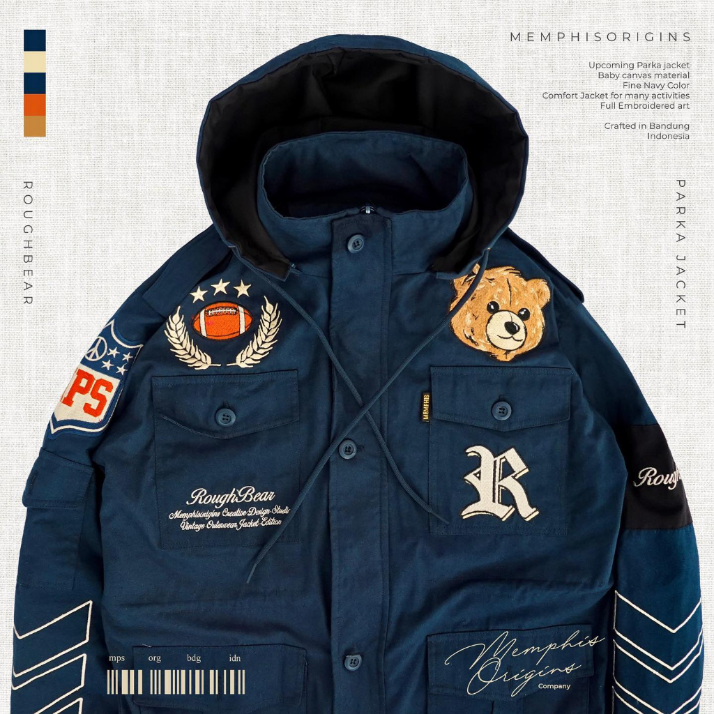 PARKA ROUGHBEAR / RIPPED DENIM JACKET BEAR MEMPHISORIGINS (LIMITED EDITION)