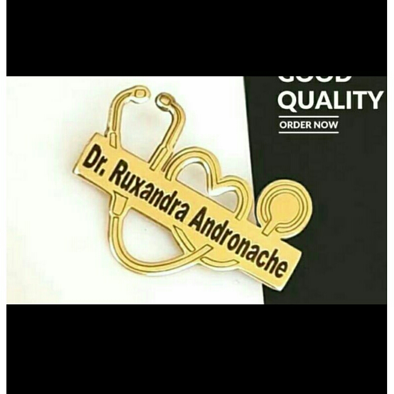 Bros stetoskop / Bros nama / Bros Nakes / pin / peniti hijab lapis emas
