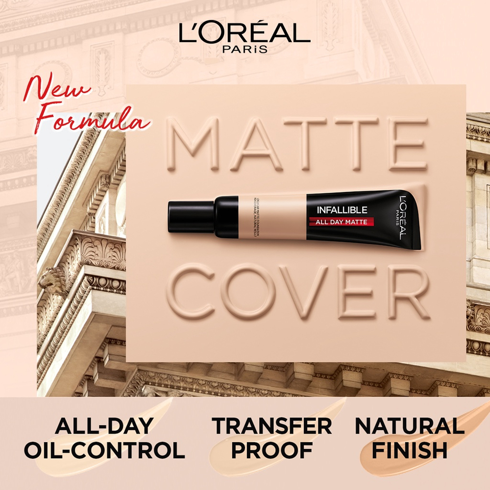 ❤ BELIA ❤ L'OREAL PARIS Infallible 24H Matte Cover 35ml SPF20 PA+++ | Loreal Longwear Matte Foundation | High Coverage | Natural Result