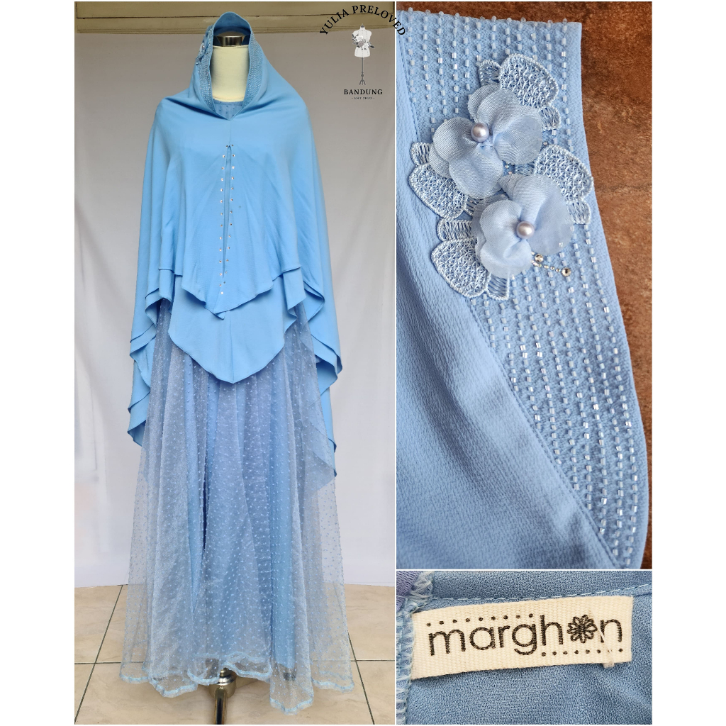 Set Khimar Gamis Marghon Biru