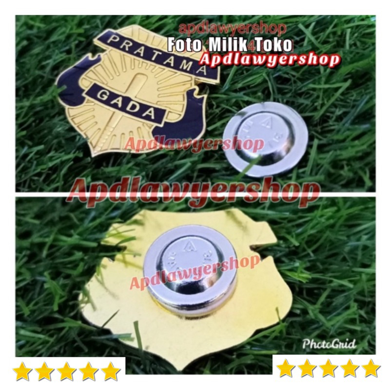 Pin bross wing lencana aksesoris kewenangan Gada Pratama Security Satpam Magnet kuningan tebal bagus