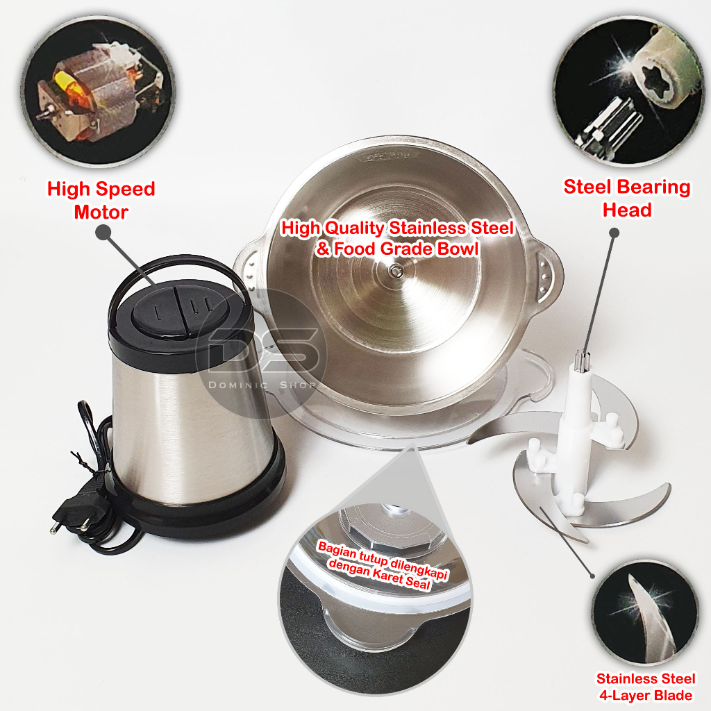 Food Chopper Nagako Stainless Steel / Penggiling Daging / Food Processor / Blender / Juicer