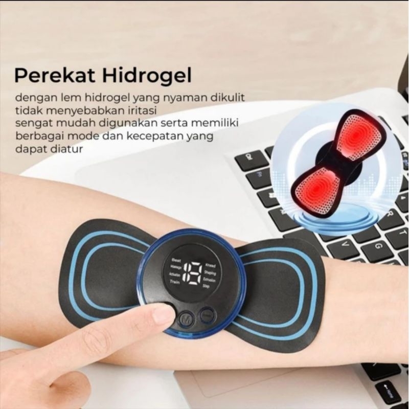 EMS PAD NECK MASSAGER ALAT PIJAT TERAPI LEHER PUNGGUNG PINGGANG KAKI ELEKTRIK MINI PORTABLE 8 MODE 19 TINGKAT AKUPUNKTUR PENGISIAN MENINGKATKAN SIRKULASI DARAH MEREDAKAN RASA LELAH PEGAL NYERI