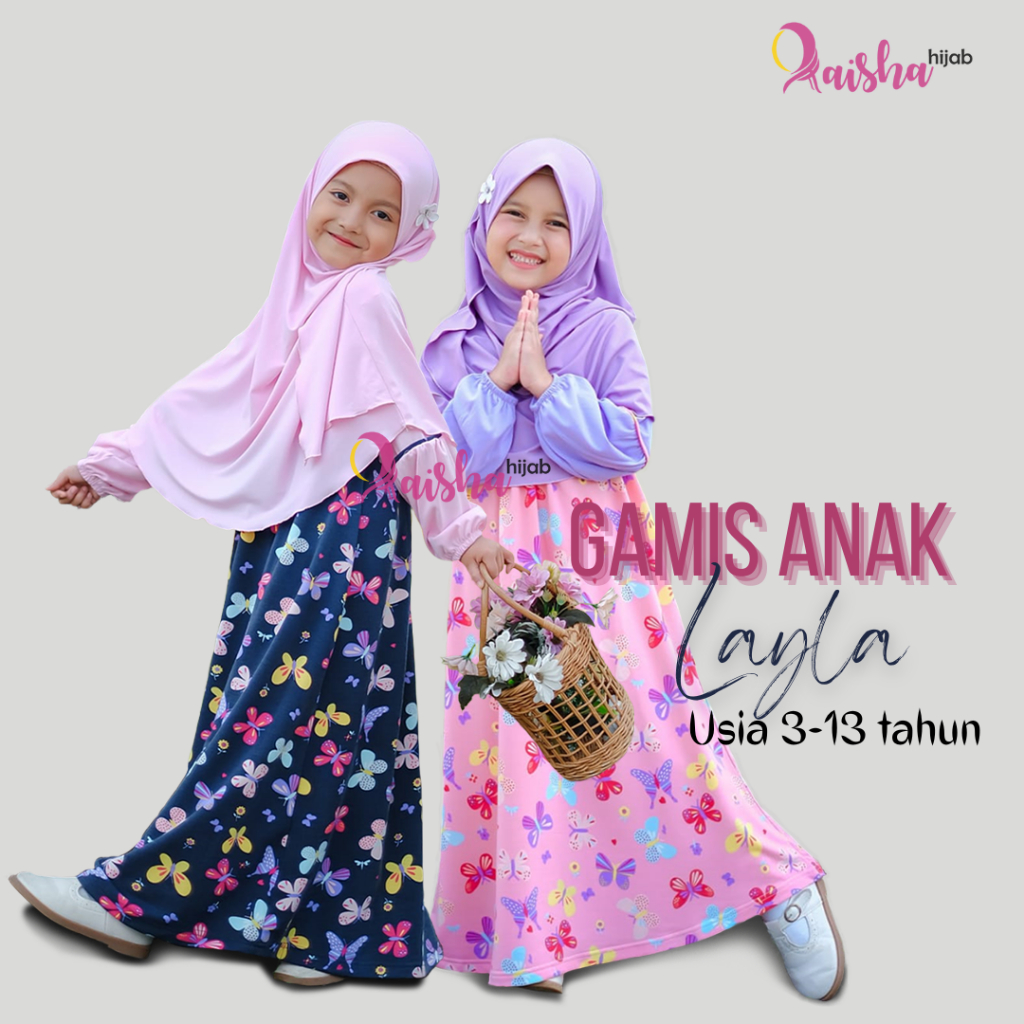 Gamis Kaos Anak Perempuan Tanggung Umur 3-13 Tahun Murah Bahan Babyterry Motif
