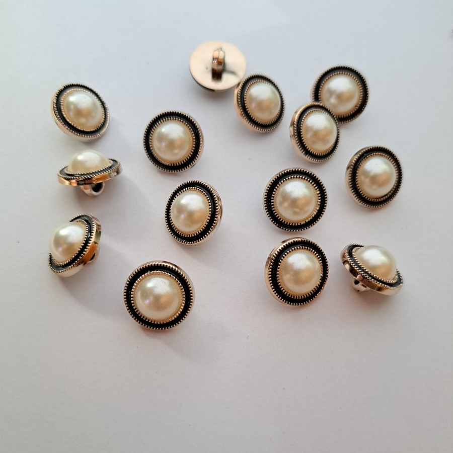 KANCING BAJU MUTIARA TIMBUL LIST HITAM 18 MM DAN 21 MM ISI 100 PCS
