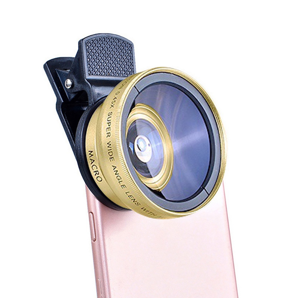 Mipanda 2 In 1 Lensa Super Wide Angle Lens Macro Smartphone Aksesoris Lensa Pembesar 12.5X Camera HP Dengan Klip Untuk Handphone-Emas