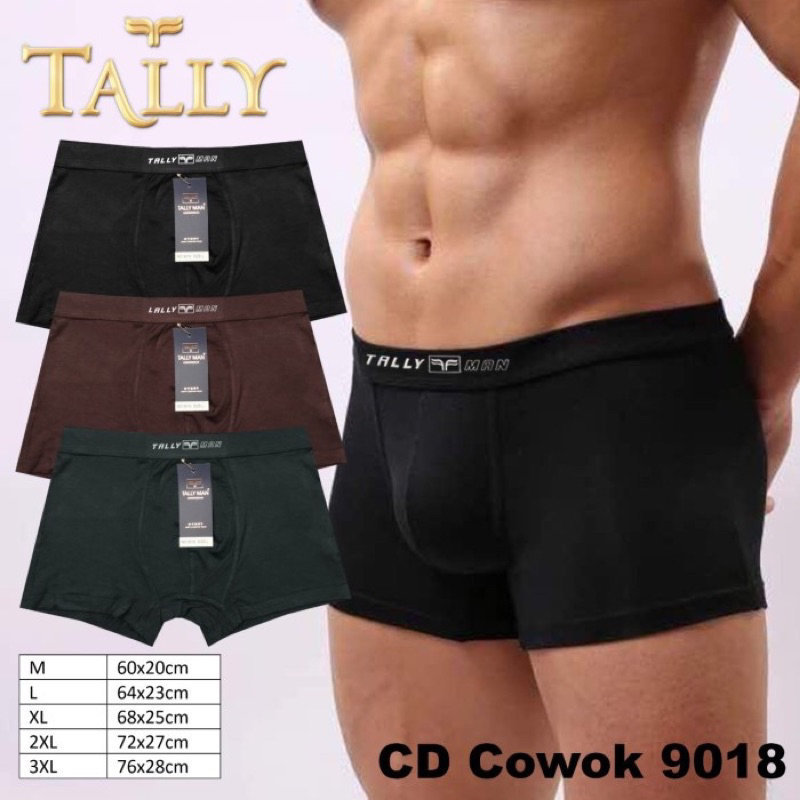 TALLY CD CELANA DALAM BOXER COWOK PRIA 9018 | BAHAN KATUN I SIZE M-XXXL (HARGA PER PCS)