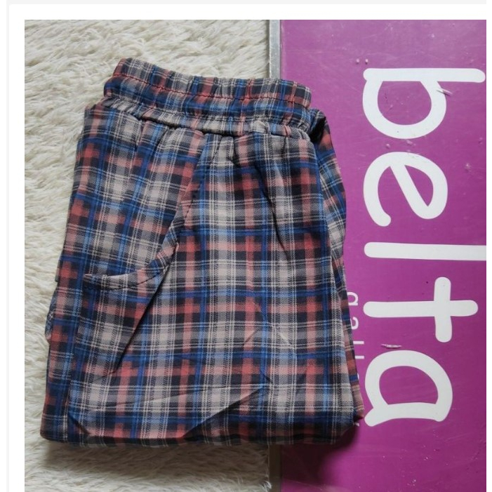 Celana Wanita 7 8 Jumbo Terbaru Bahan Kaos Tebal Melar Premium Motif Kotak Korea Style Kekinian Ping