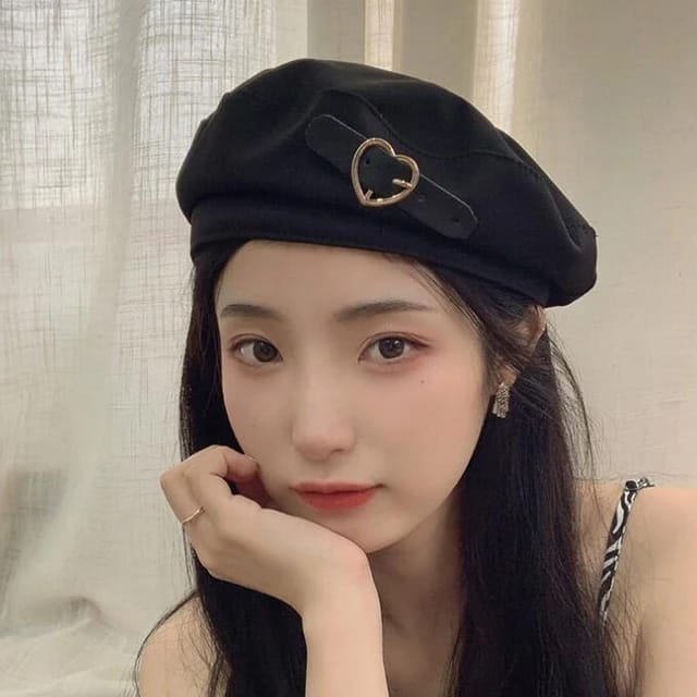 Topi Baret Wanita Dewasa Fashion Korea Motif Love Beret Cewek Cap Lebar Kasual Selebgram Trend Artis f24