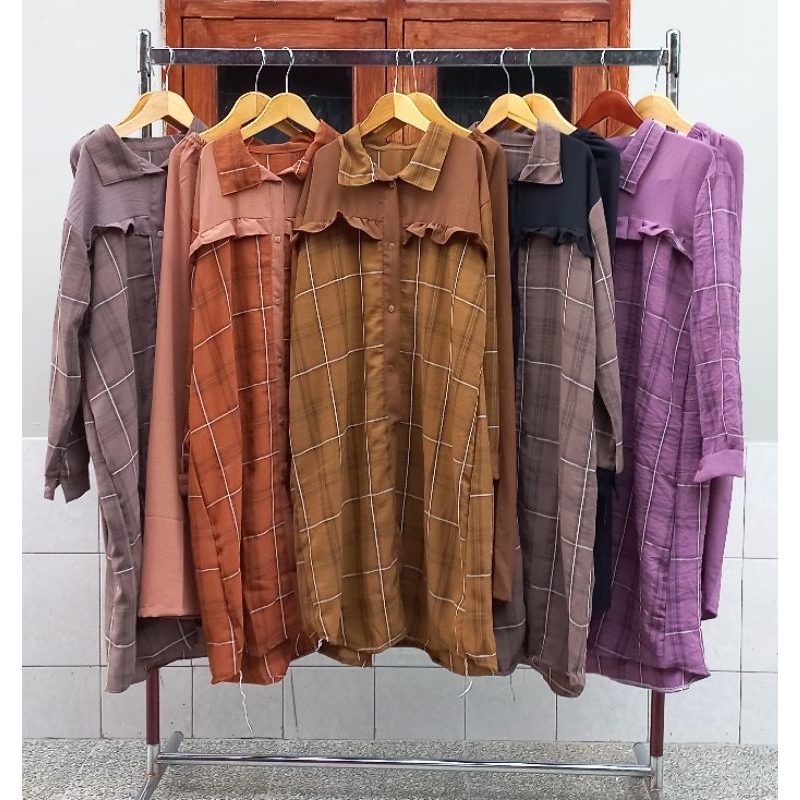 one set crinkle airflow motif kotak jumbo ld120/setelan long tunik crinkle airflow motif/ one set ko