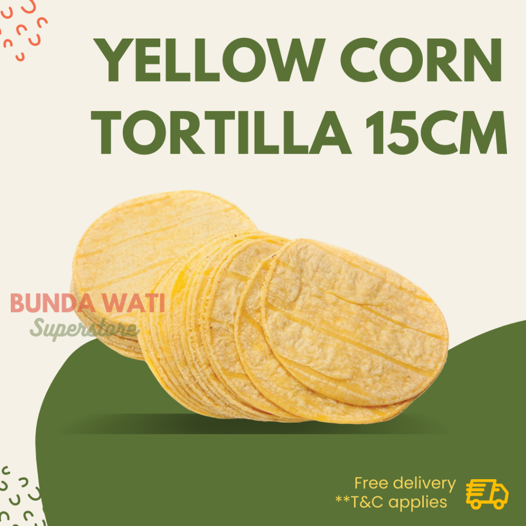 

CORN TORTILLA - 500gr - KULIT NACHOS -VEGAN-NO SUGAR- Yellow 15cm