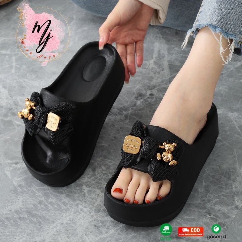 Sandal Fuji Wanita Selop EVA Wedges Korean Style Import