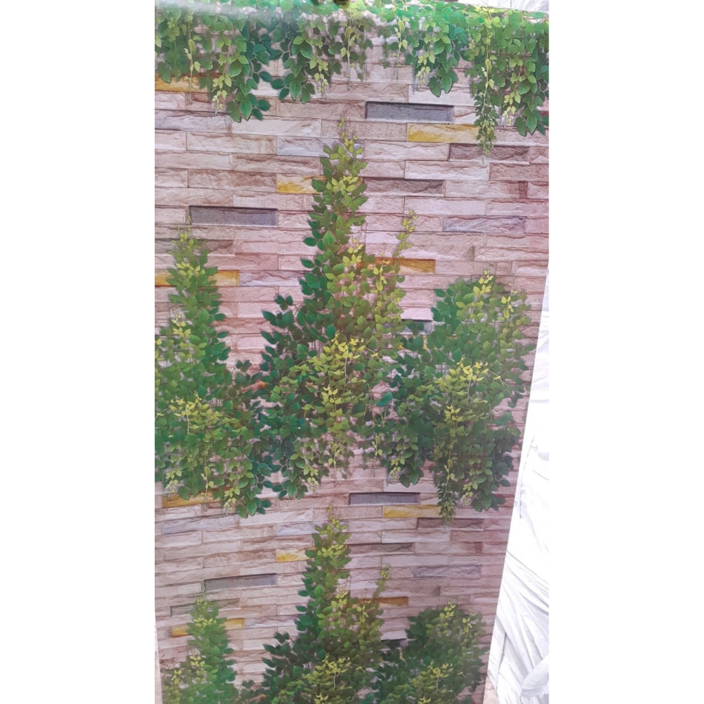 Stok Baru Wallpaper Sticker Motif Bata Alam Daun RAmbat Bata Hijau 5089 / Wallpaper Dinding 10m x