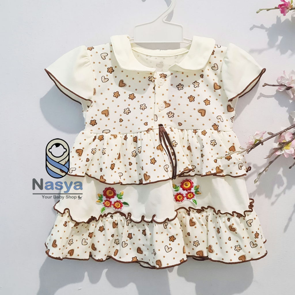 [A-001] Dress Bayi Cream / Setelan Bayi Keren (3-6 bulan)