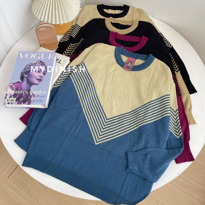 Melani Blouse - Baju Atasan Wanita Terbaru Motif Garis