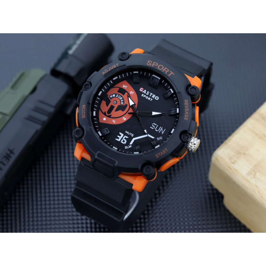 BISA COD Jam Tangan Pria Gastro analog variasi stiker 4,8cm Strap Karet