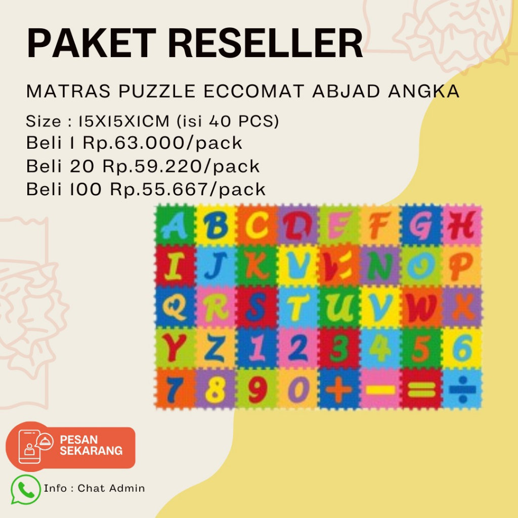 Mainan Edukatif Matras Puzzle Eccomat Mini ABC Mini Alphabet Angka