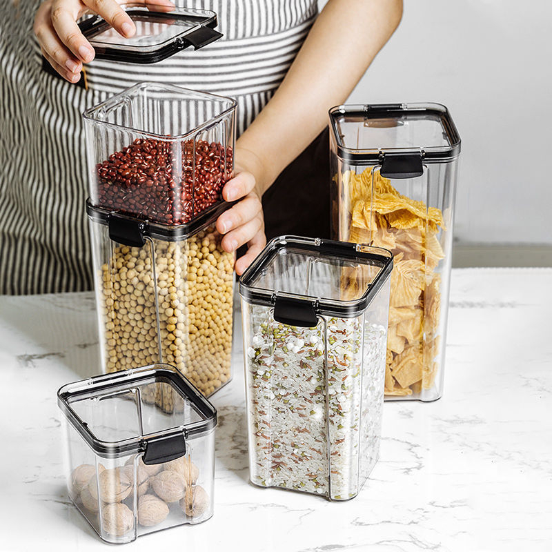 T&amp;Y Toples Acrylic Penyimpanan Cereal Kotak Bening Kedap Udara 1800ML Kontainer Makanan Storage Jar Food Tempat Bumbu Wadah Snack  Storage Box Penyimpanan Bahan Makanan Murah Import