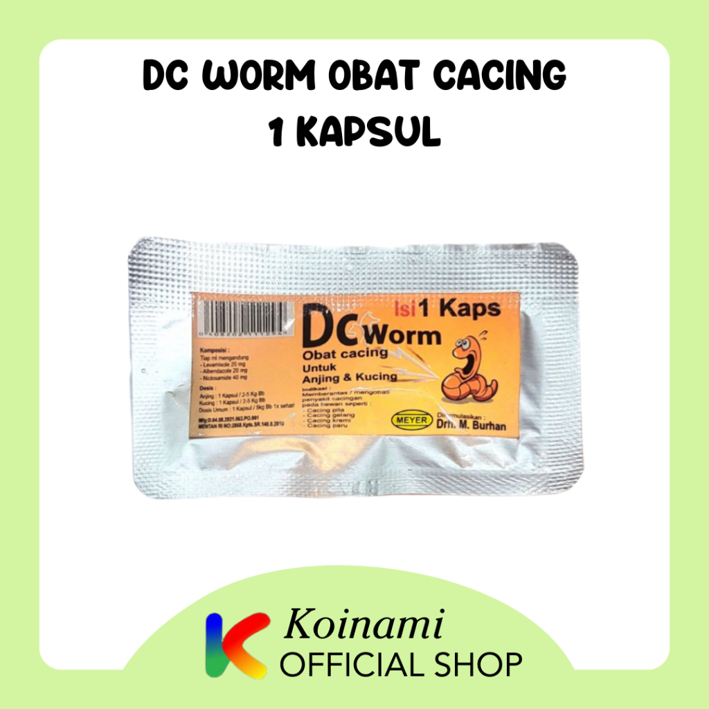 DC Worm 1 Kapsul / Obat Cacing Kucing / Obat Cacing Anjing / Obat Cacing Hewan / BTM