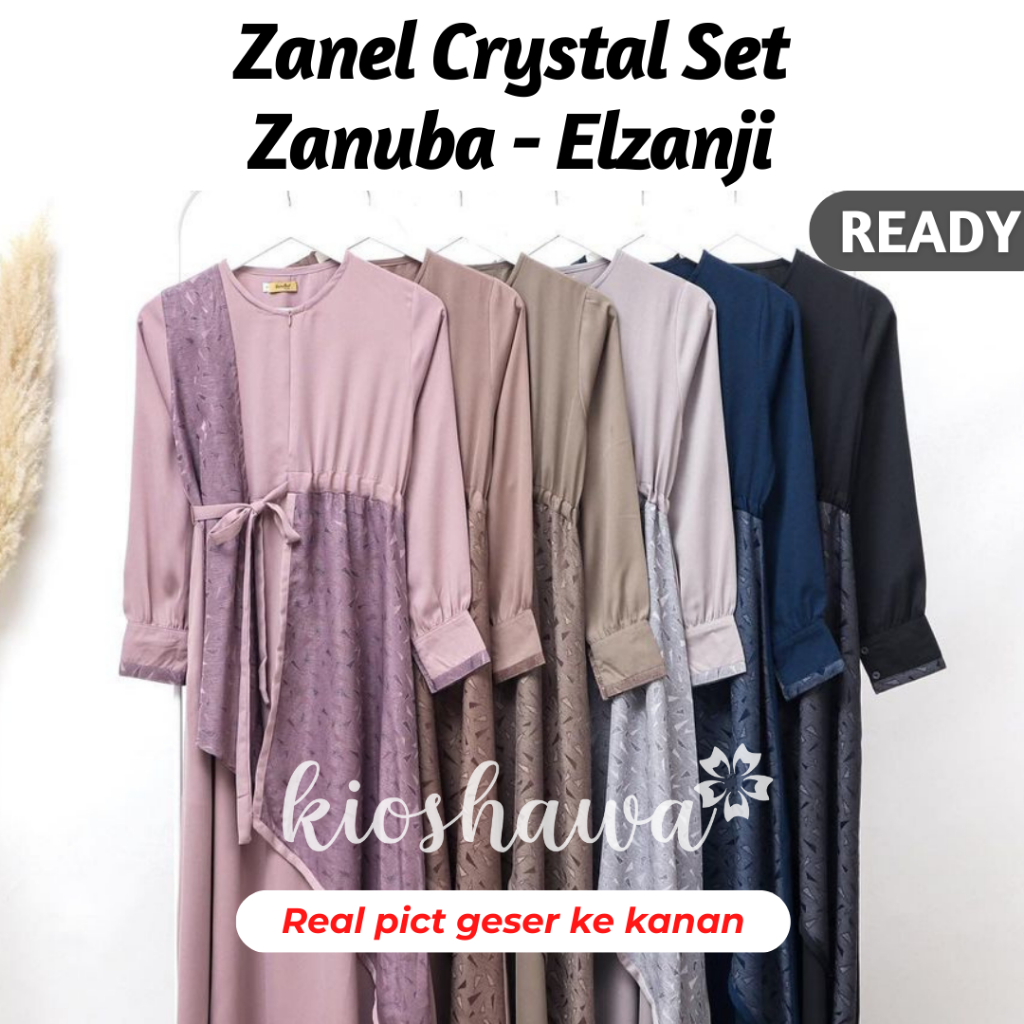 GAMIS SET Zanel Crystal Eid Series Zanuba Hijab Elzanji . Koko Kurta Kemeja Kemko Terbaru Couple Sar