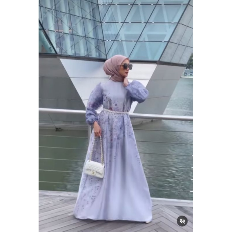 Laluna Dress By Vanilla Hijab, blugrey L, sudah BUKAN PO