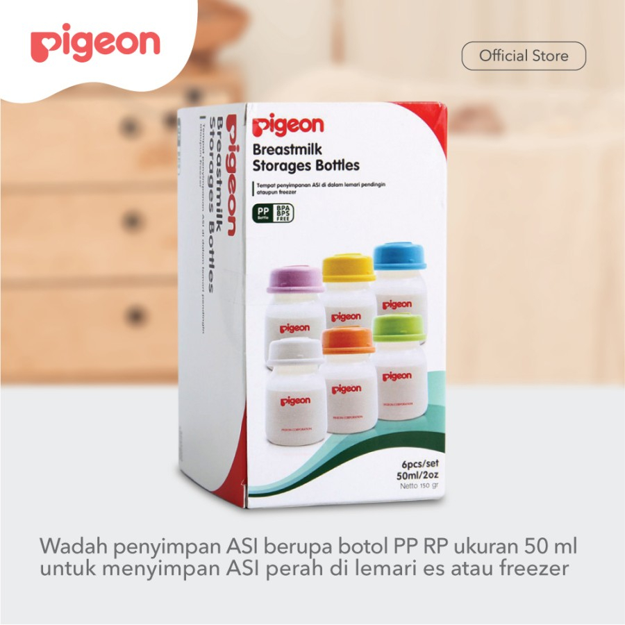 PIGEON Breastmilk Storage PP RP 50Ml Isi 6 Pcs / Botol ASI