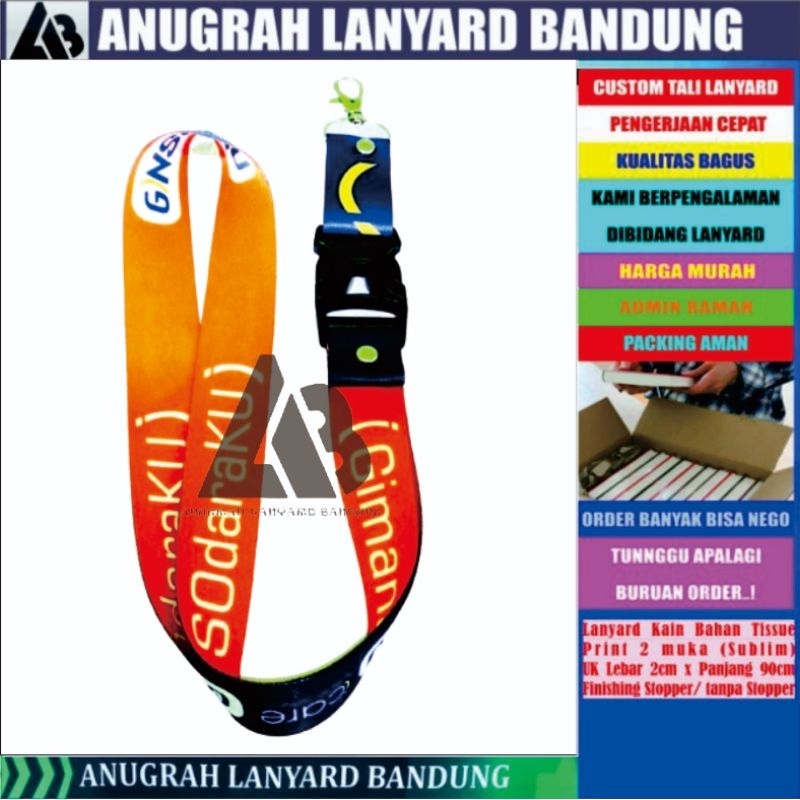 LANYARD PRINTING ID CARD  2,5 CM 2 MUKA /TALI LANYARD PRINTING 2,5 CM DESAIN CUSTOM