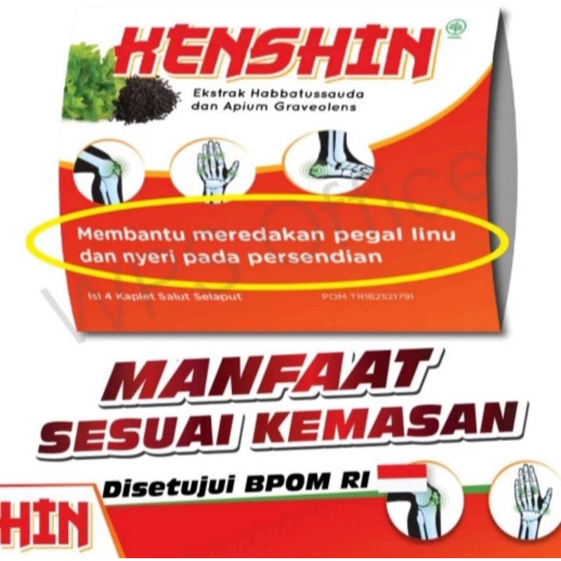 KENSHIN per Strip isi 4 Jamu Asam Urat Pegal Linu