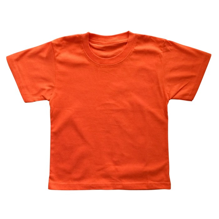 Kaos Polos Atasan Pria Wanita Oblong Pendek PE Soft || Baju Polos Pria Termurah-oren anak 1th