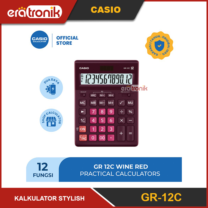 

Kalkulator Casio GR-12C Wine Red Kalkulator Stylish Kalkulator Colorful