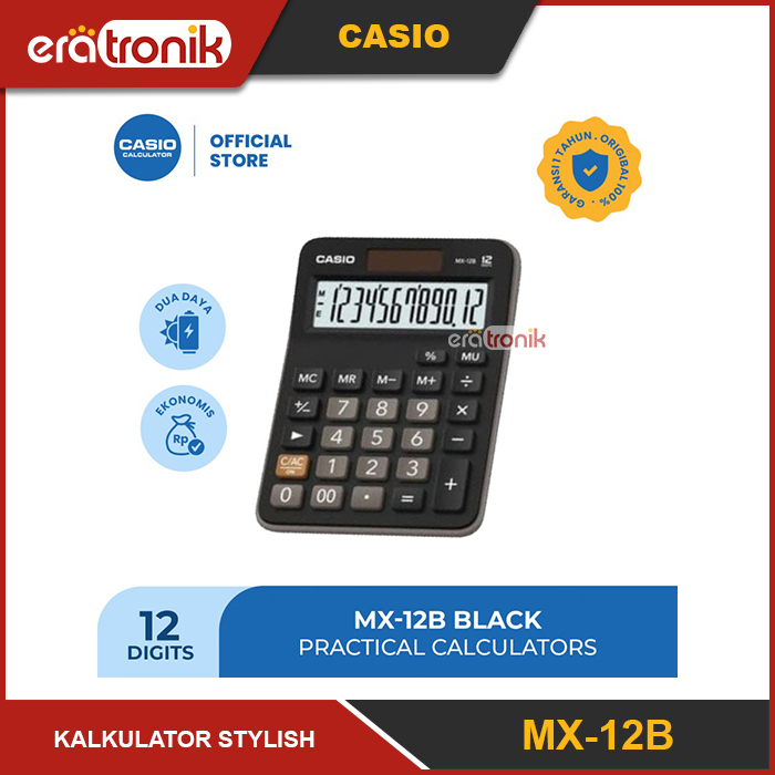

Kalkulator Casio MX-12B Black Kalkulator Stylish Kalkulator Colorful